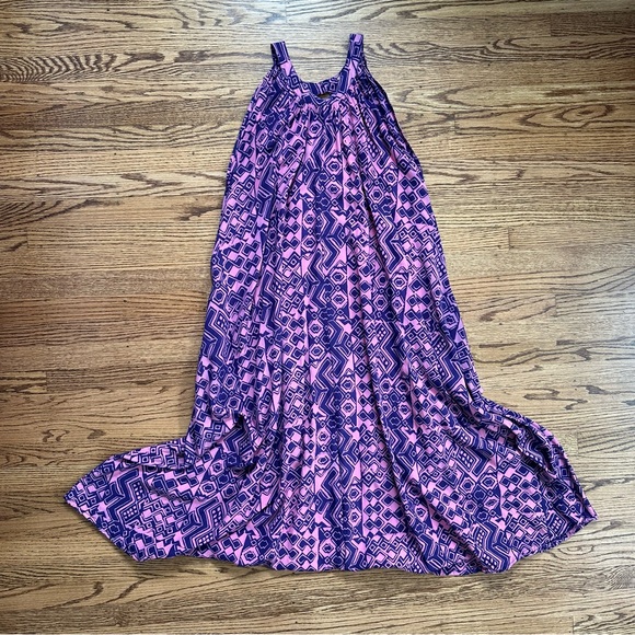 Noa Noa Dresses & Skirts - Noa Noa Hawaii “Ginger” Halter Maxi Dress M Pink and Purple Luau Island Style